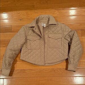 Love Tree Beige Quilted Cropped Puffer Jacket